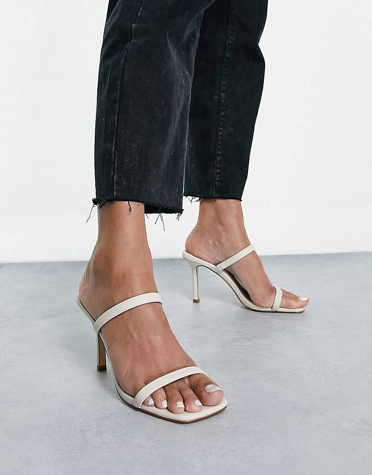 Ever New faux leather strappy stiletto mules in stone
